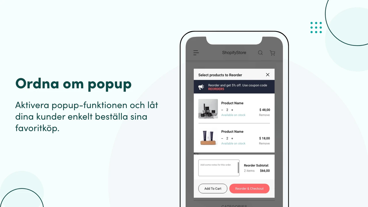 Ordna om popup