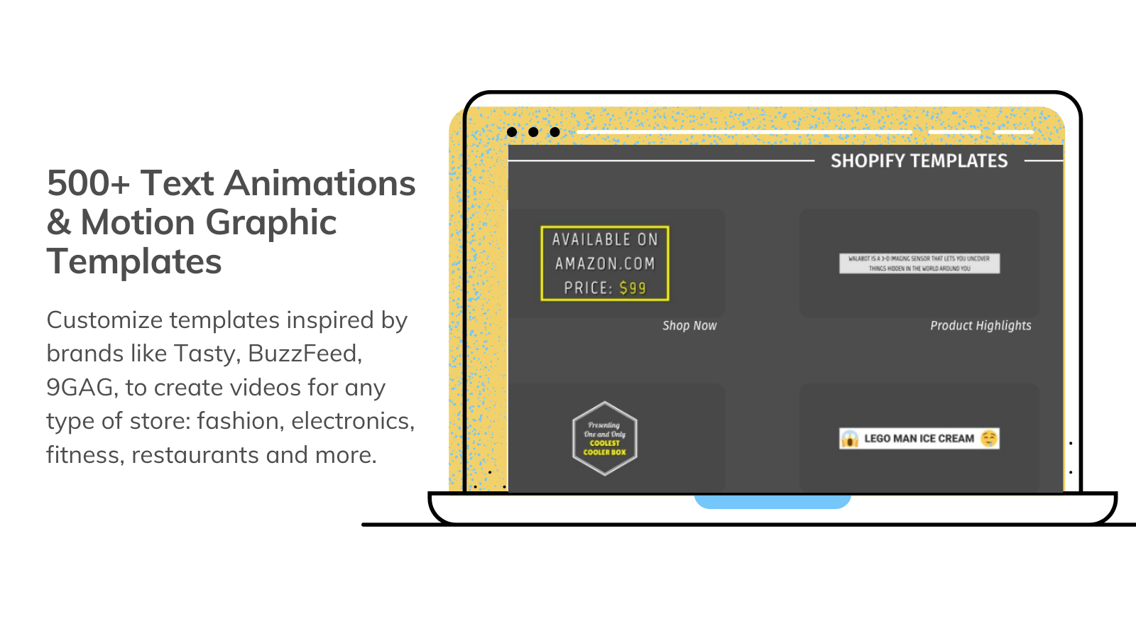 Mais de 500 modelos de gráficos em movimento para criar vídeos de produtos e anúncios