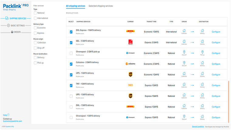 Packlink PRO Shipping Platform Screenshot