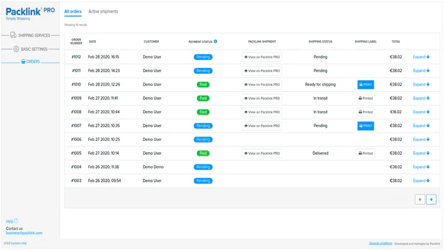 Save time:  All your shipments in a unique control panel