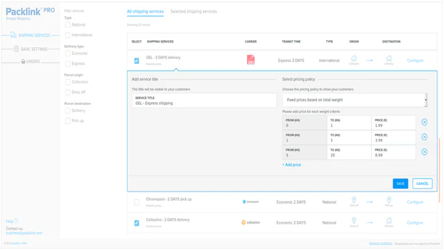 Choose the pricing policy to show your customers