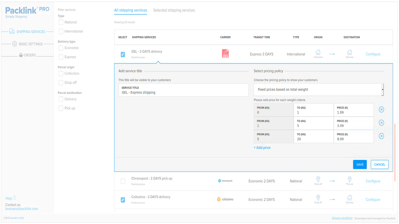 Choose the pricing policy to show your customers