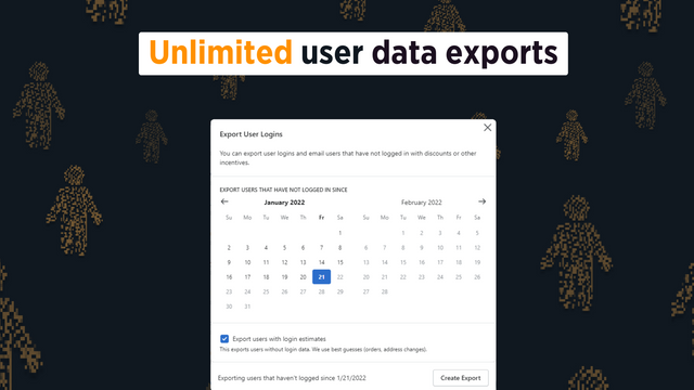 visar en exportmodal med ett datumintervall