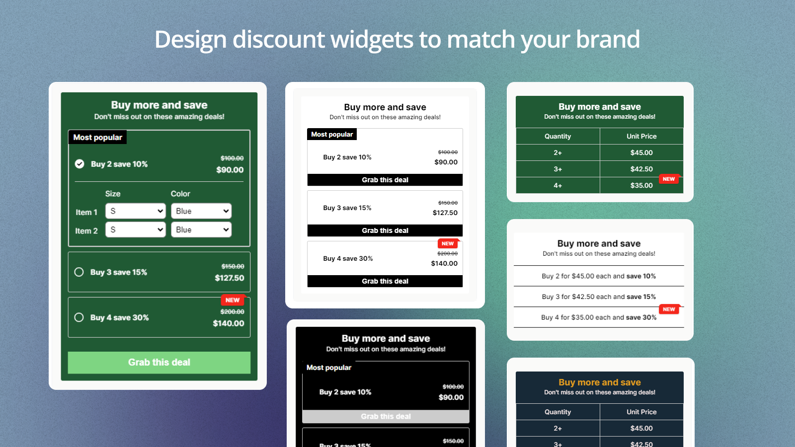 Quantity Discounts ‑ Selector Screenshot