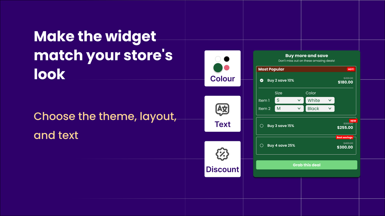 MCE: Quantity Discounts - Personalize o widget para combinar com sua marca