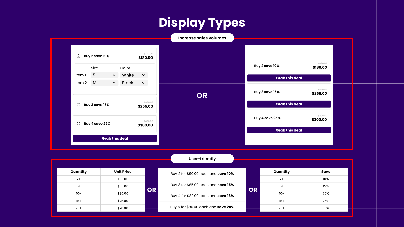 MCE: Volume Discount - Quantity Selector or Table Widget display