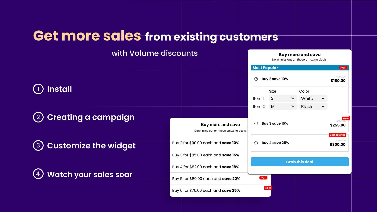 Volume discounts, quantity discounts, tiered pricing shopify app