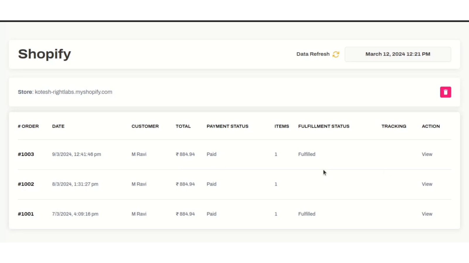 dashboard de tela do shopify