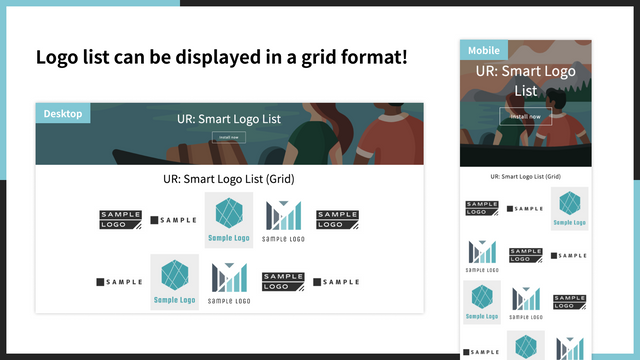 Logo liste kan vises i et gitterformat!