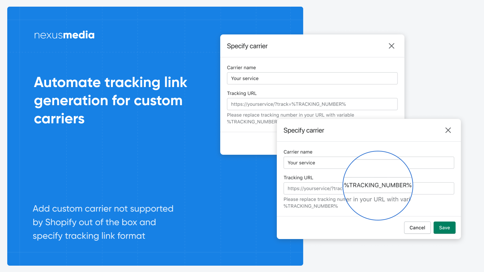 Automate tracking link generation for custom carriers