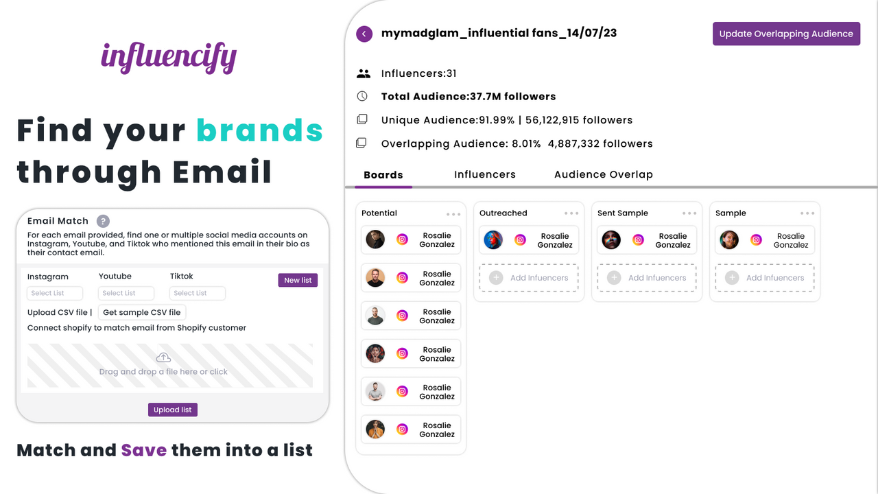 Find Brands by using Email Match tool