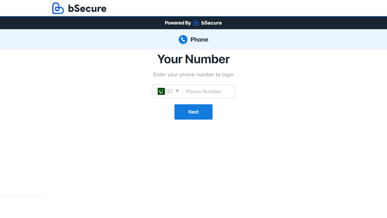 bSecure Login Skærm