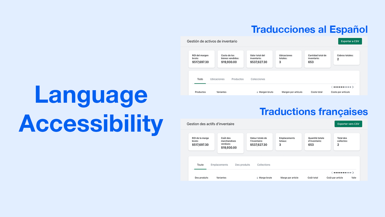 Language accessibility for Spanish and French