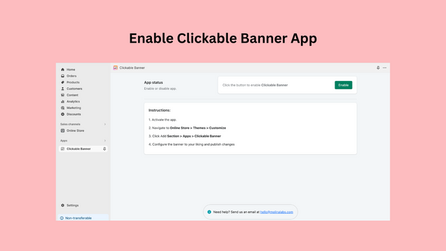 Aktivieren Sie die Clickable Banner App