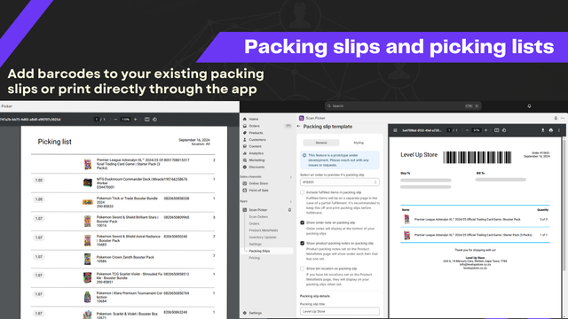 Packing slips and picking lists