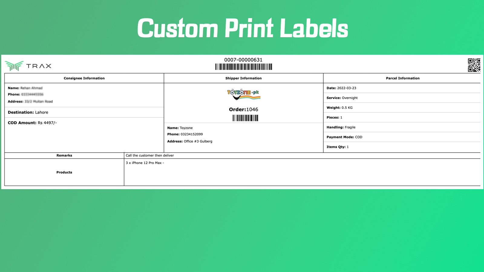 Print Custom Labels