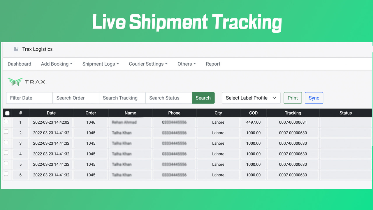 Live Verzending Tracking