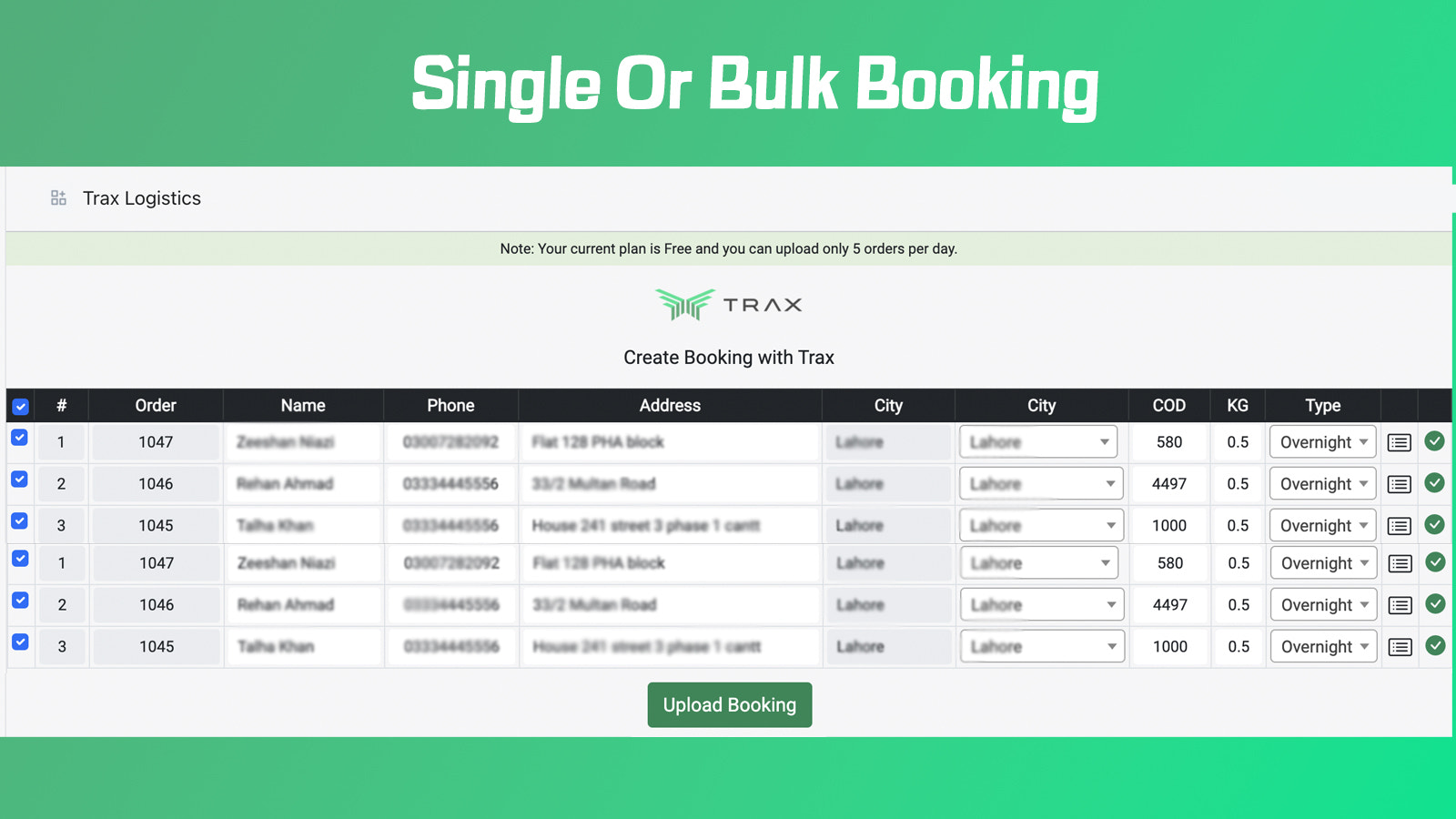 Enkelt- eller Bulkbooking