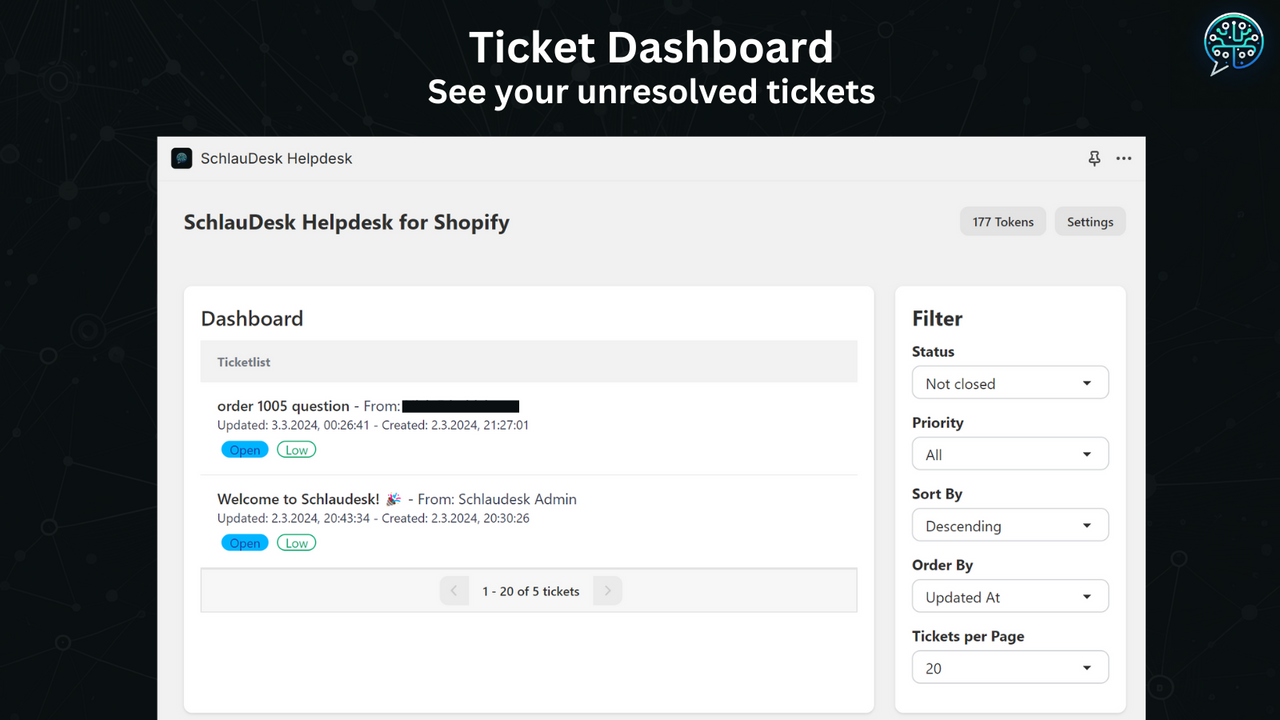 Ticket Support Dashboard