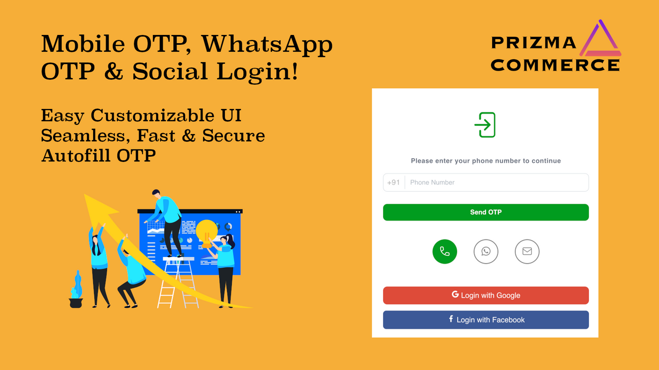 Mobile OTP Login, WhatsApp Login & Social  LoginLogin