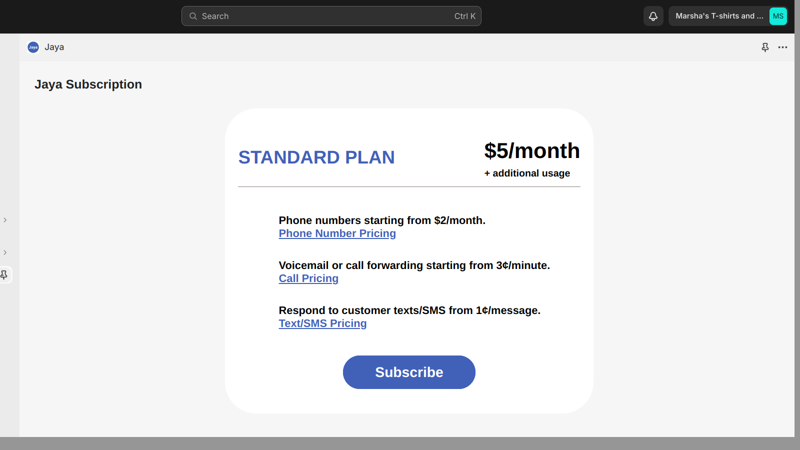 Plan Selection Page