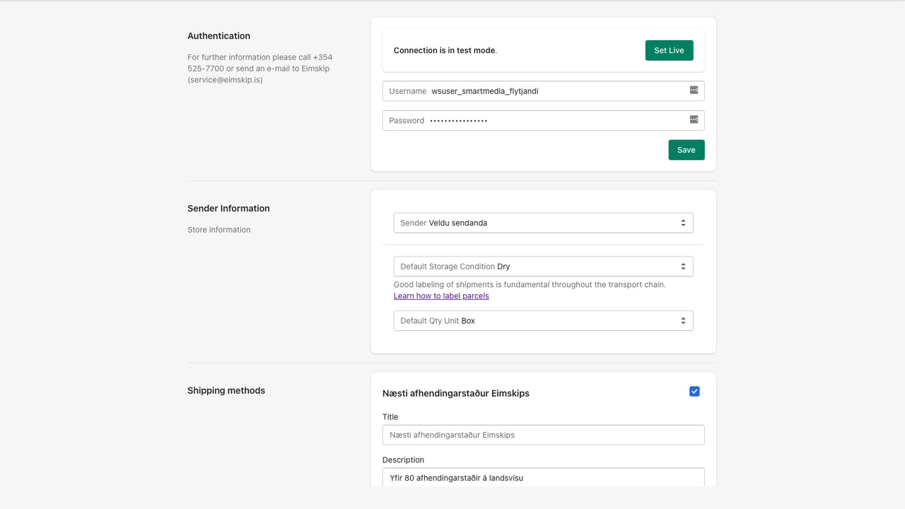 Configurações do aplicativo