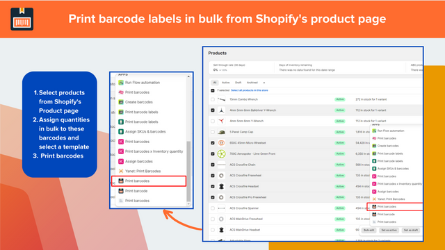 Udskriv stregkoder fra Shopify produktside