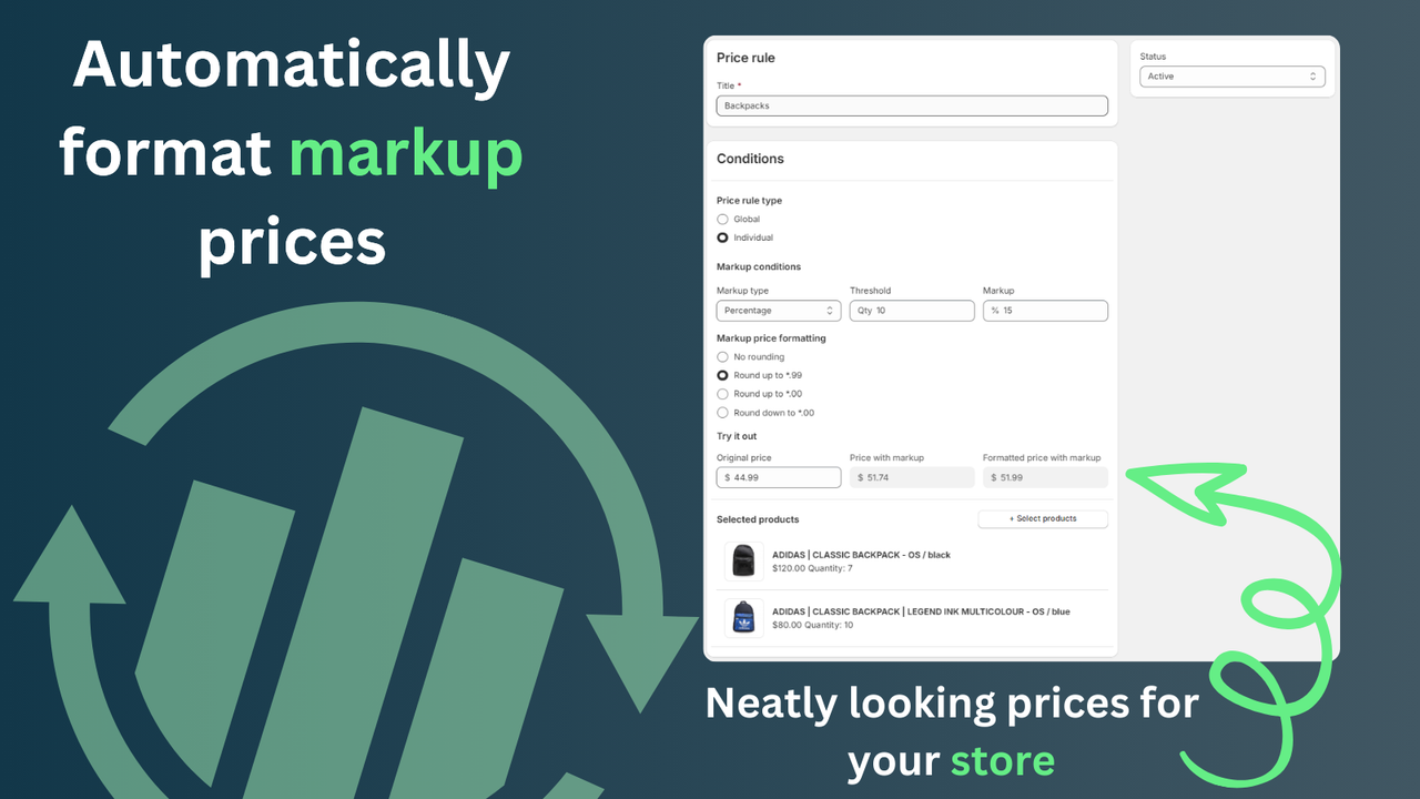 Sample markup rounding configuration