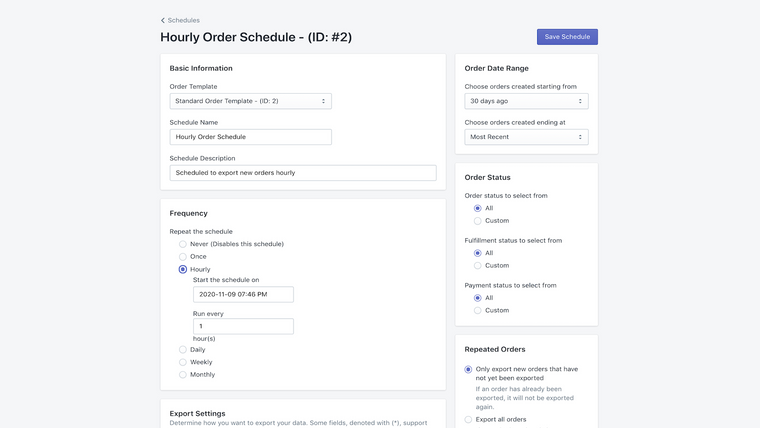 CW: Order Exporter & Scheduler Screenshot