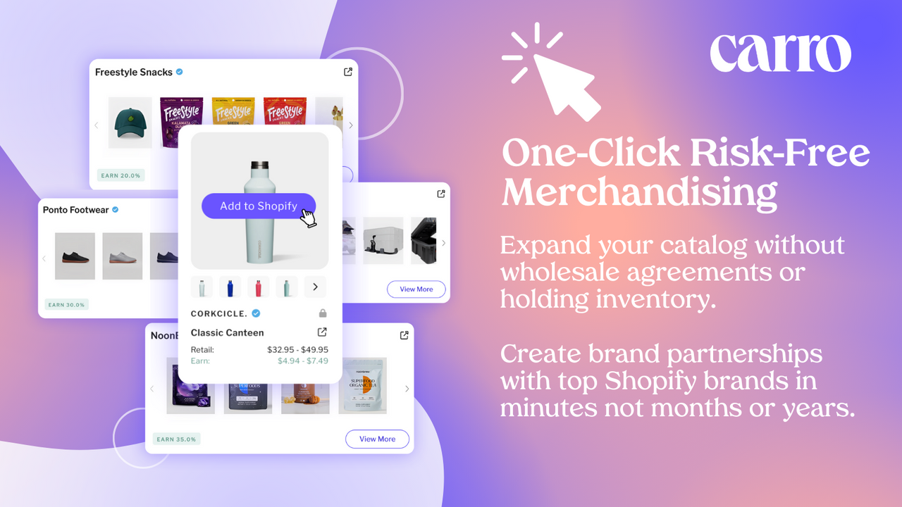 Adicione produtos de outras lojas Shopify de topo.