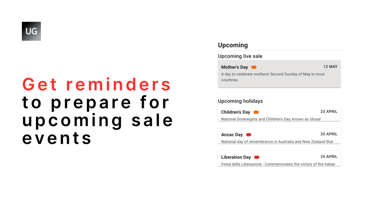 screenshot of reminder page on upsellglobal