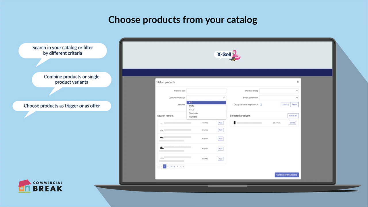 Choose products from your catalog.