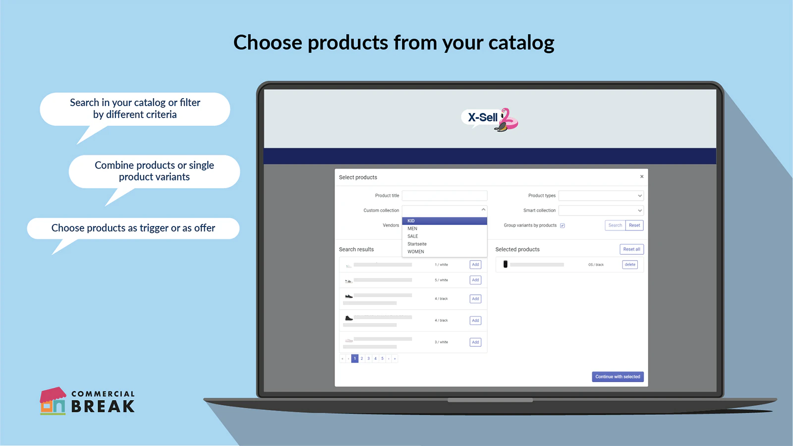 Choose products from your catalog.