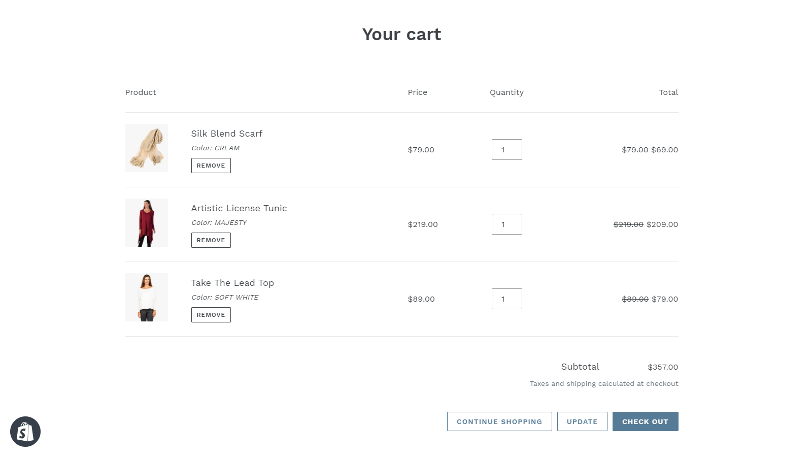 Cart page discount