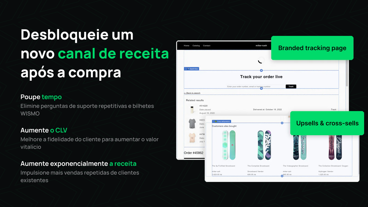 Página de acompanhamento de encomendas personalizável