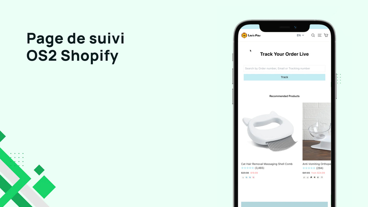 Page de suivi OS2 Shopify