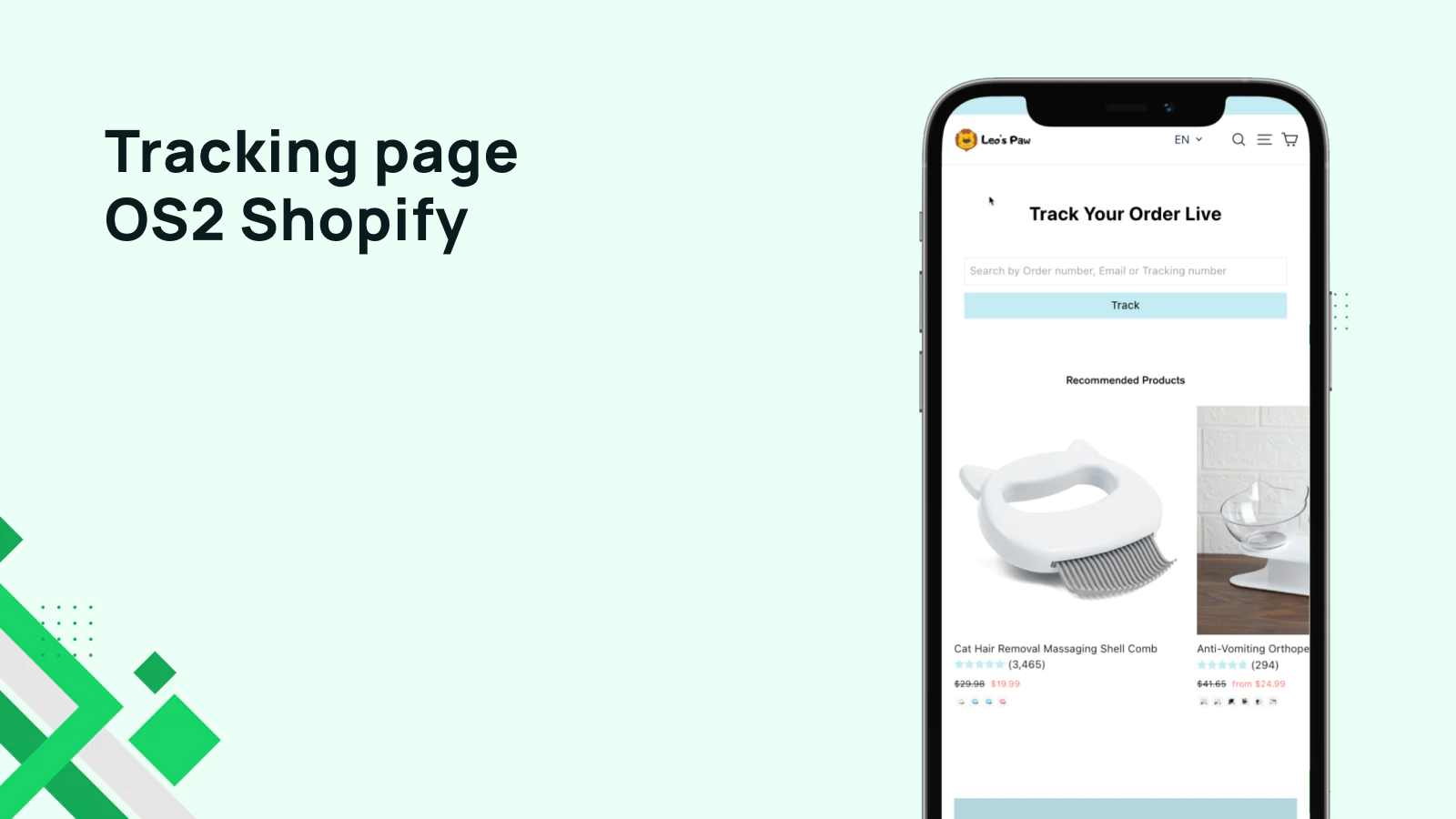 Tracking page OS2 Shopify