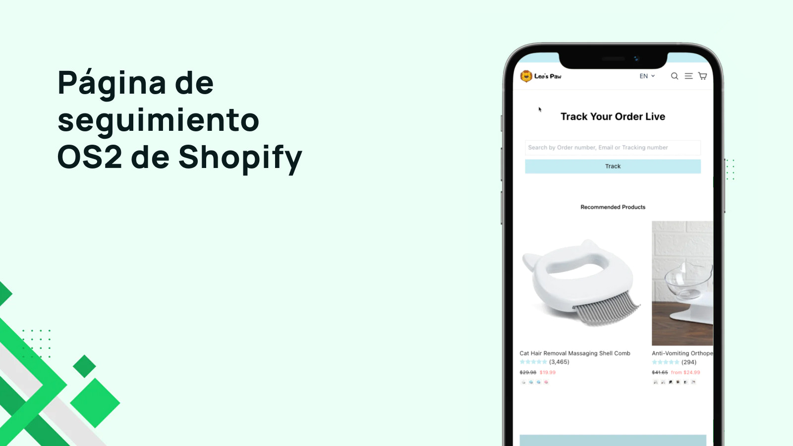 Página de seguimiento OS2 Shopify