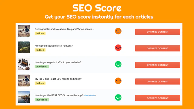 Get SEO Score instantly for your blog articles