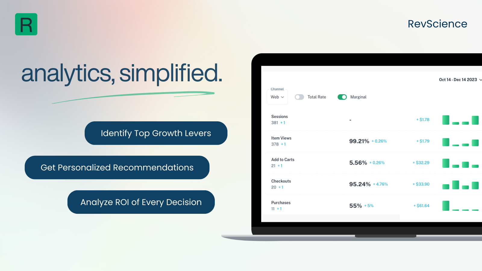 Screenshot of RevScience simplified analytics dashboard.