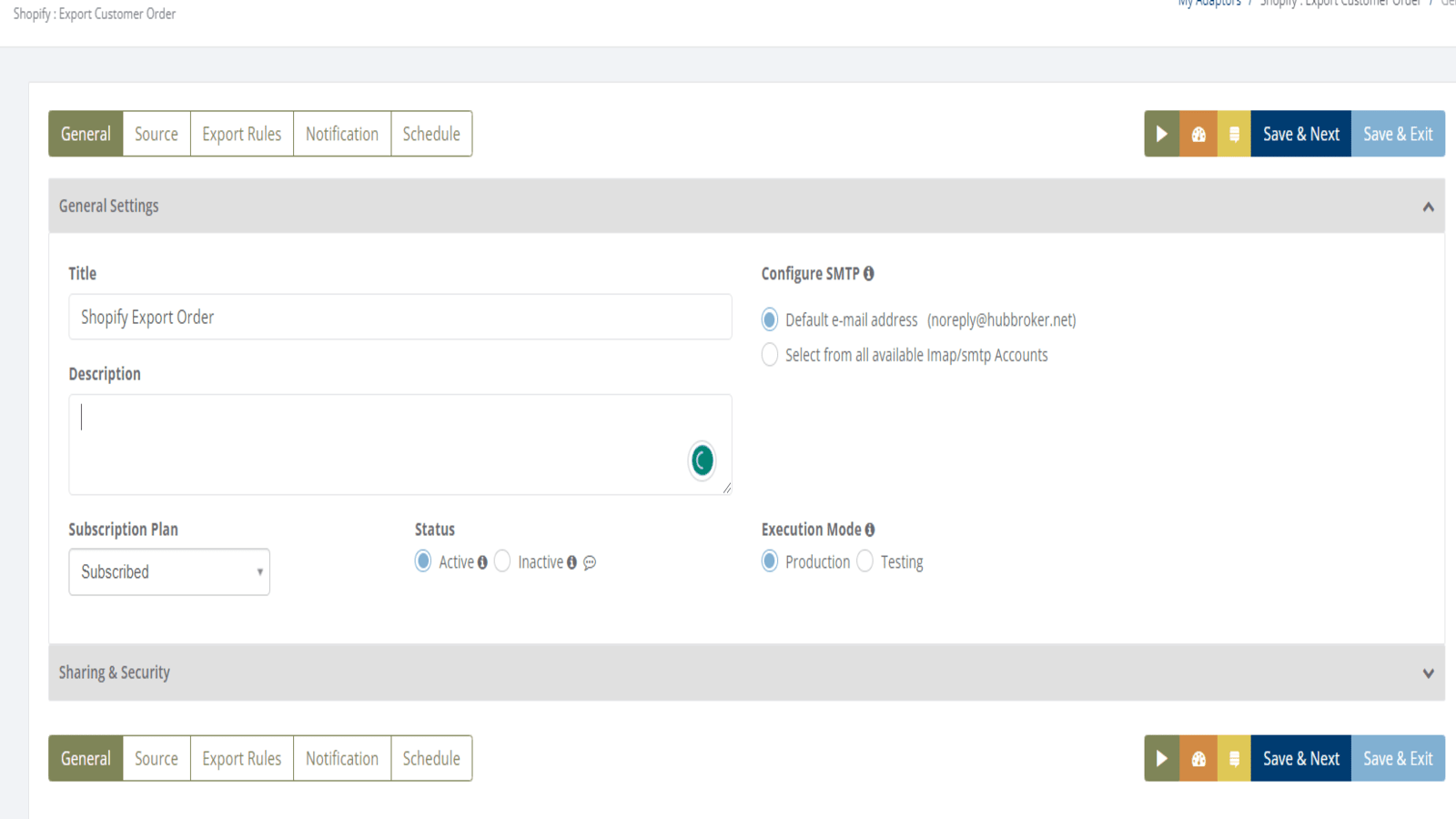 Configurações gerais do aplicativo