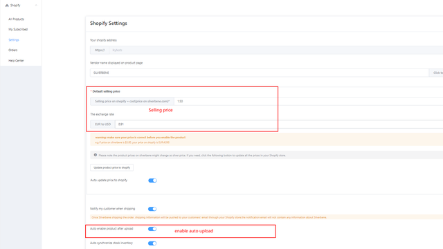 Defina o preço de venda e abra o upload automático após o botão de assinatura