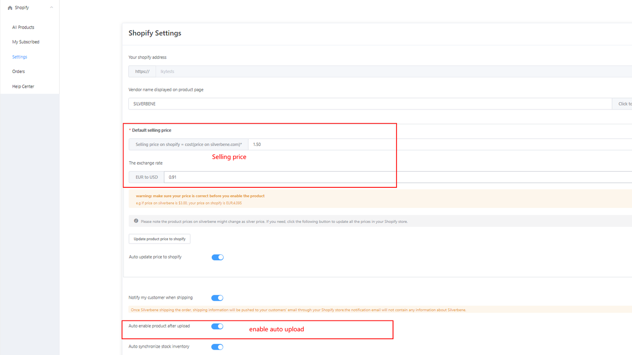 Stel verkoopprijs in en open automatische upload na abonneerknop