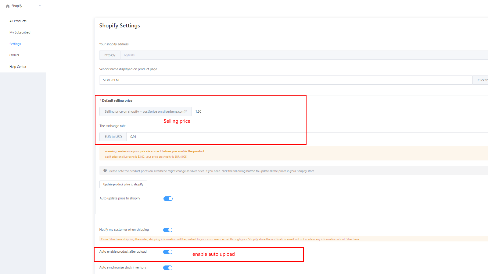 Stel verkoopprijs in en open auto upload na abonneerknop