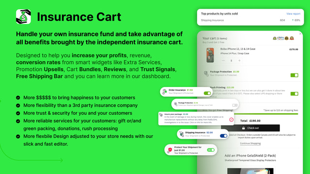 Insurance Cart para Shopify o auto seguro de pedido
