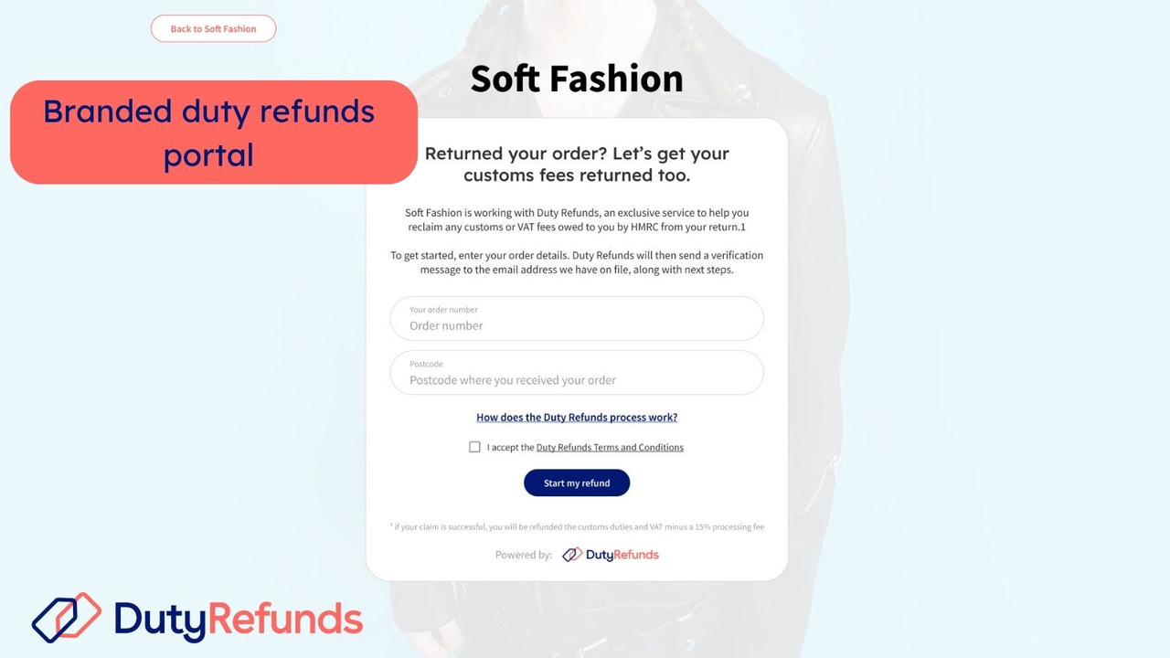 Branded portal for import duty refund