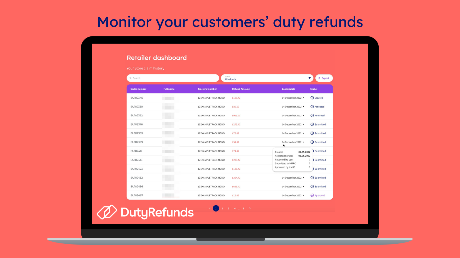 Monitor your customers' duty refunds