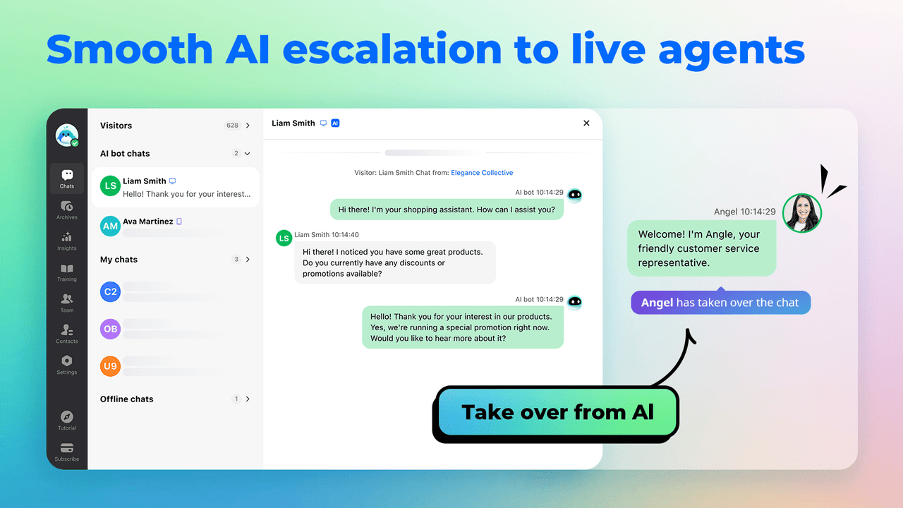 Smooth AI escalation to live agents