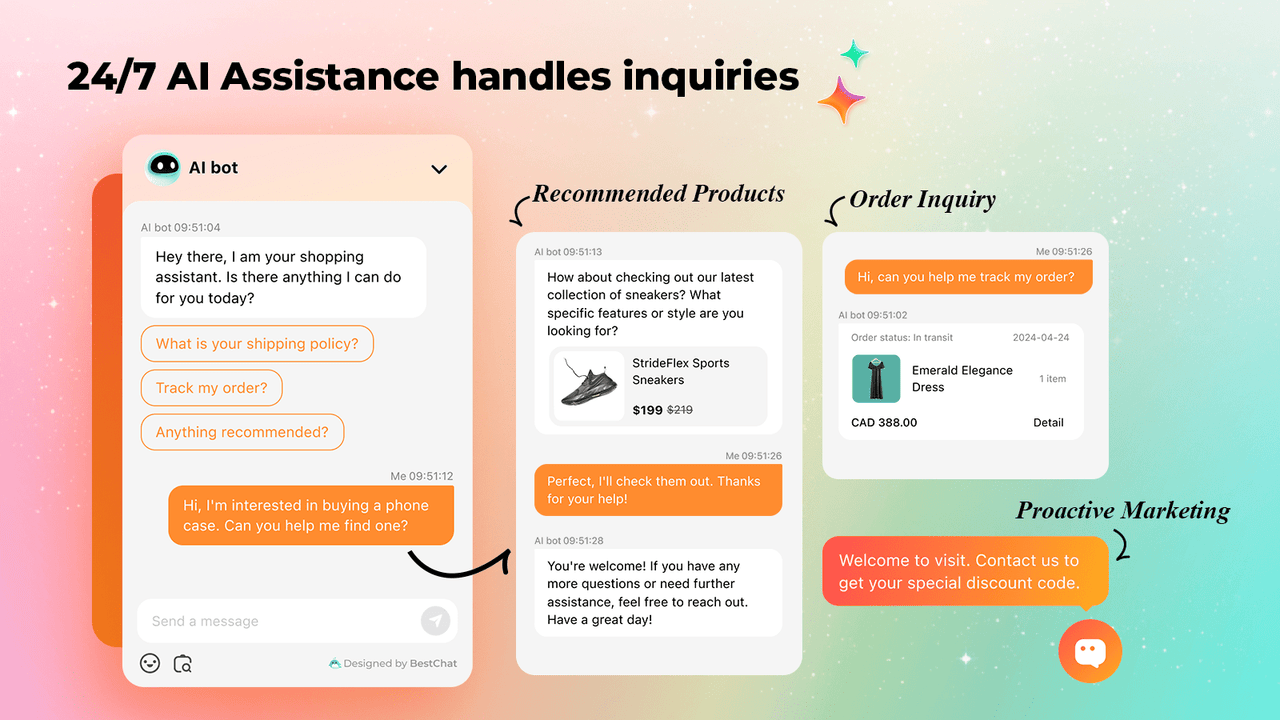 24/7 AI Assistance handles inquiries
