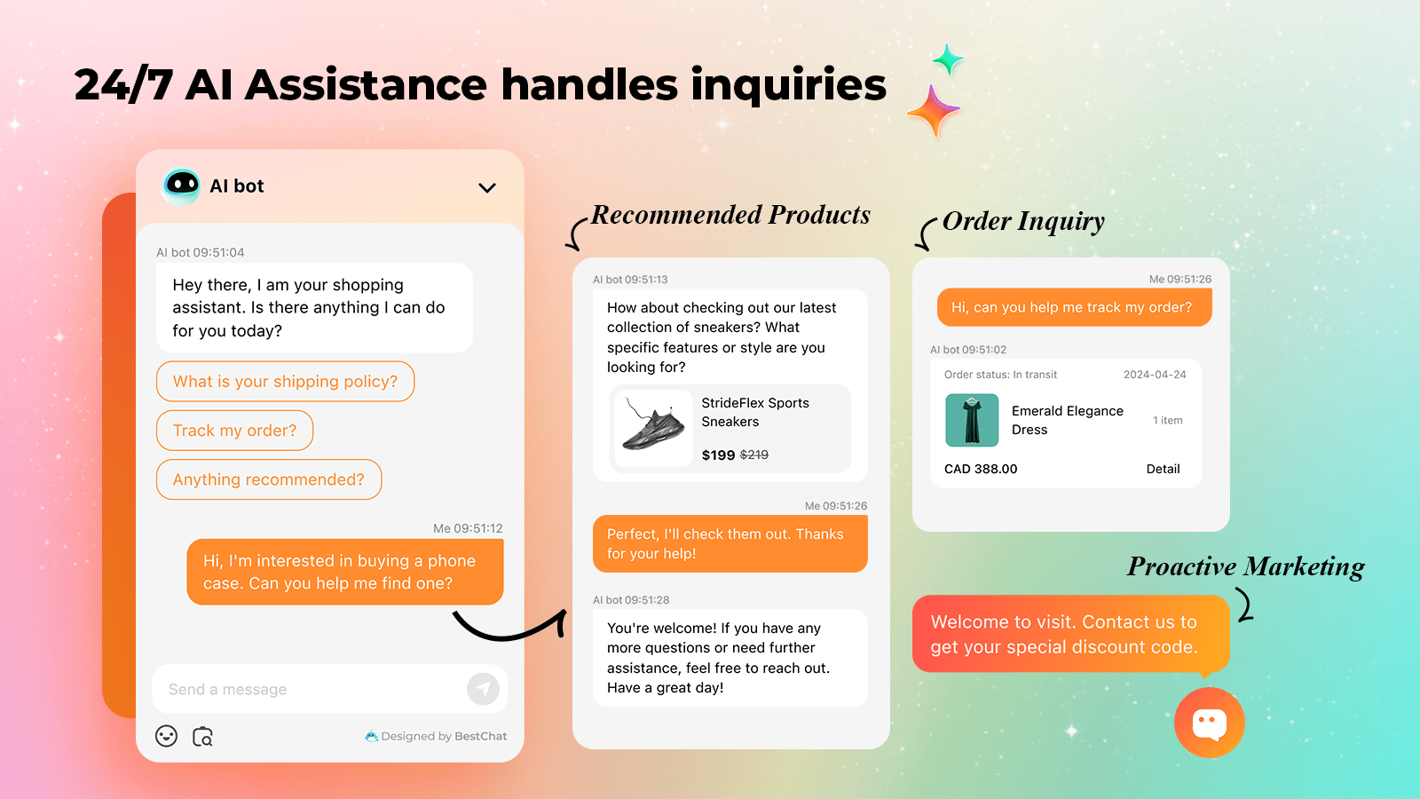 24/7 AI Assistance handles inquiries